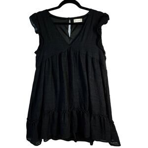 Altar'd State, Size Medium, Black Trapeze Tiered Dress, Baby Doll, Minimalist